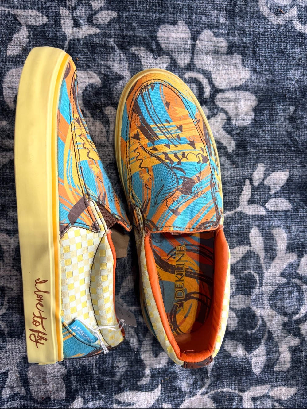 Men’s Slip-On Loafers in Yellow/Blue/Orange Graphic